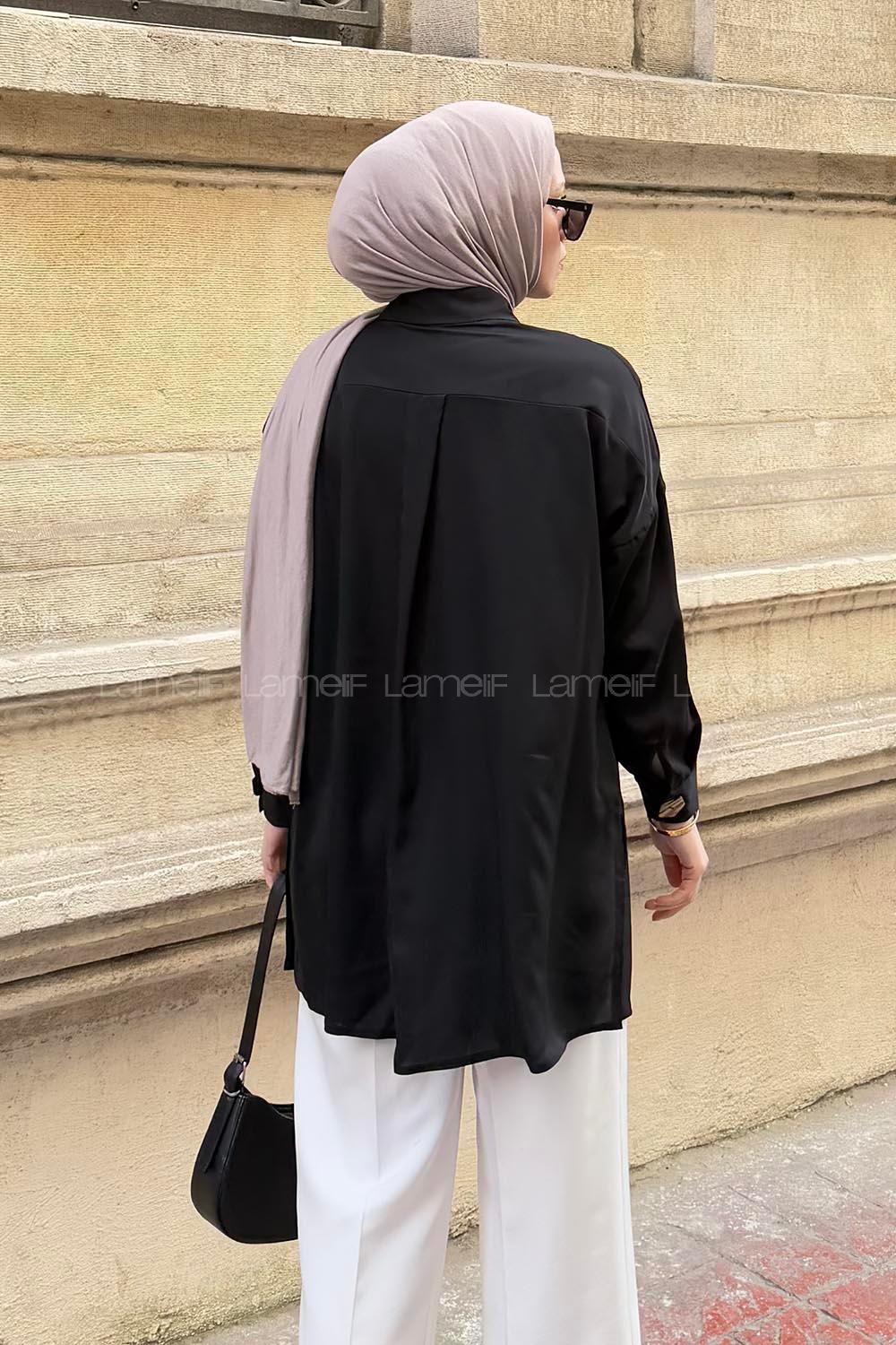 Modalamelif Tek Cepli Ayrobin Gömlek Siyah