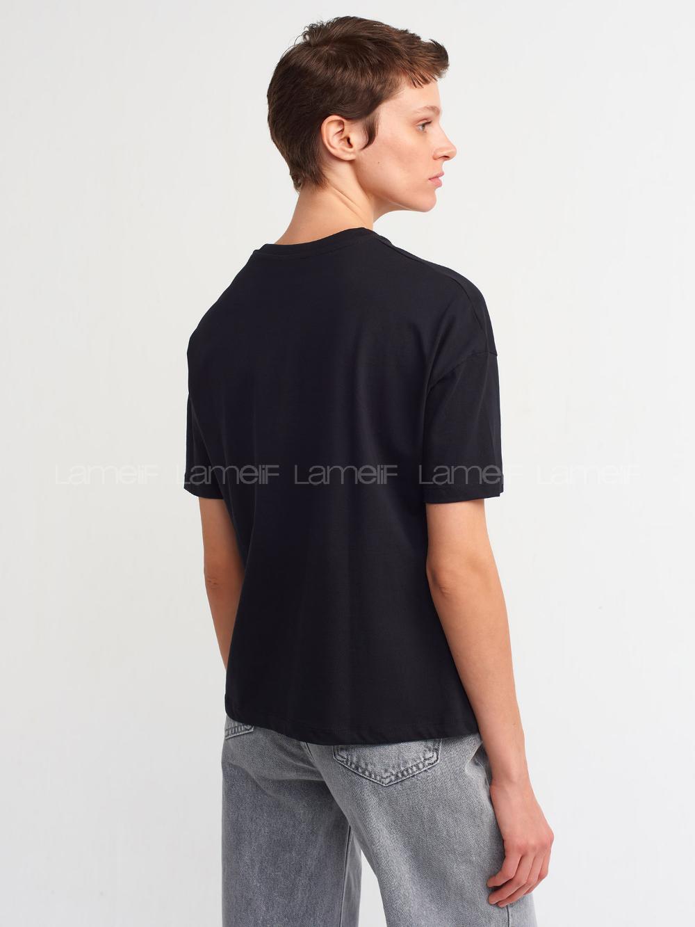 Black Crew Neck Short Arm Cotton Fabric Unprinted T-shirt
