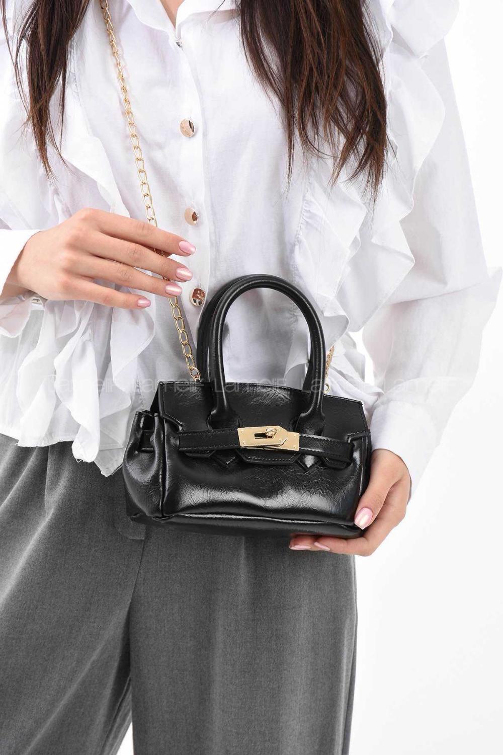 Lamelif Elly Tokalı Gold Askılı Çapraz Çanta Siyah