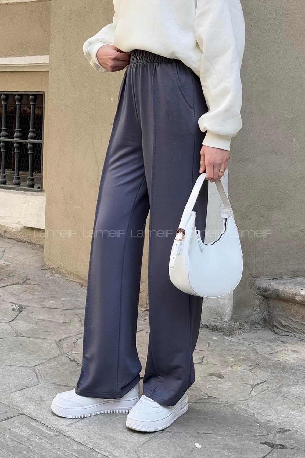 Lamelif Çıma Detaylı Eşofman Altı Antrasit