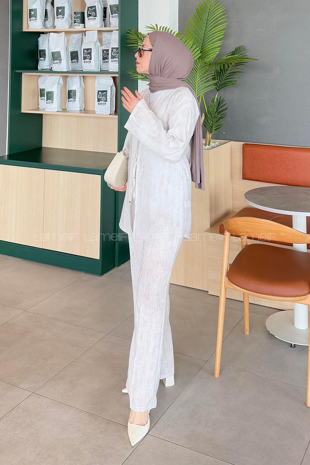 Lamelif Batikli Keten Takım Bej