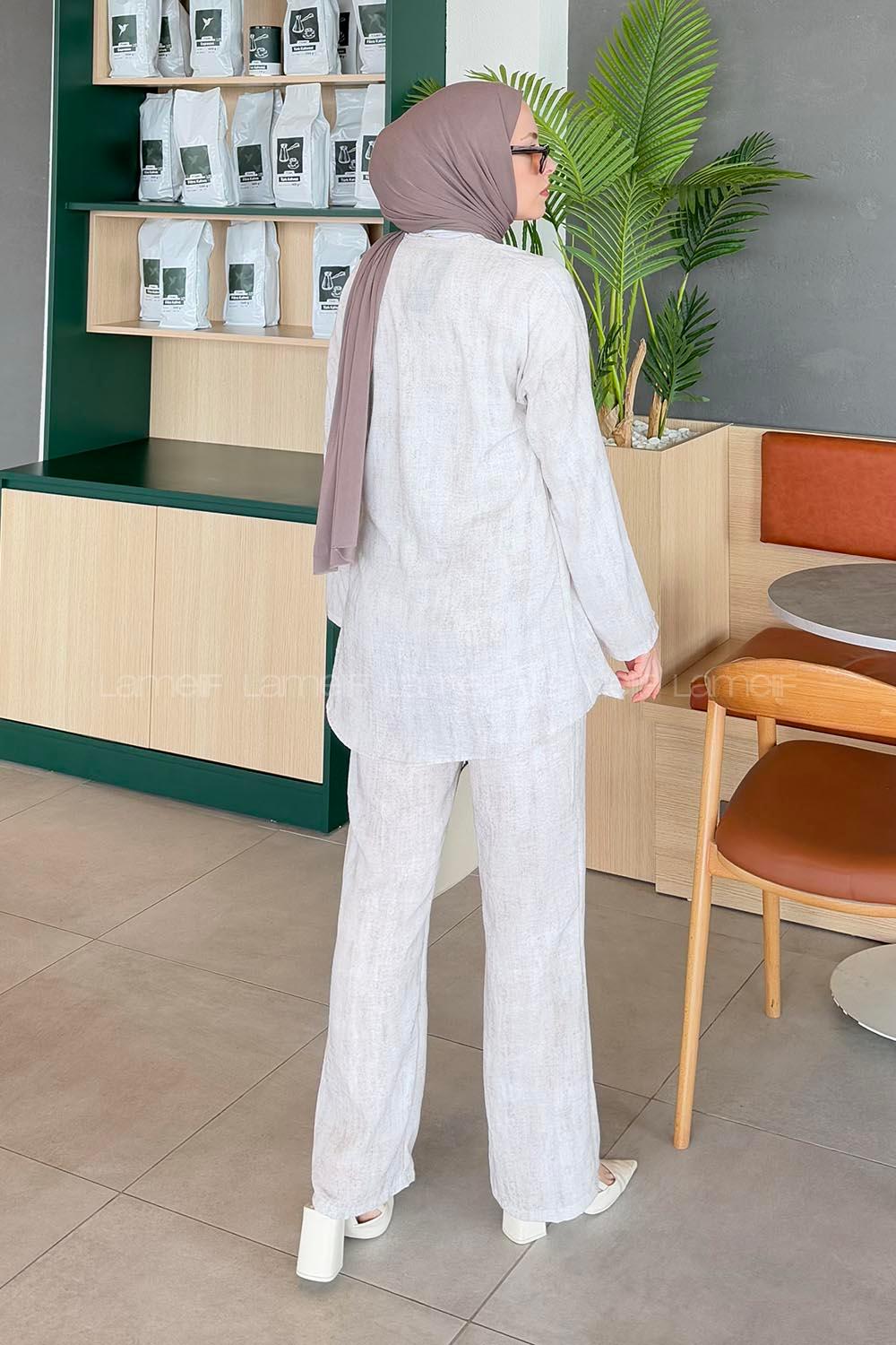 Lamelif Batikli Keten Takım Bej