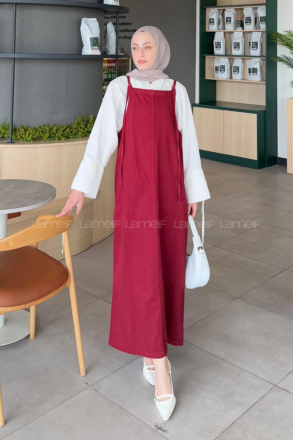 Lamelif Gabardin Tesettür Jile Bordo