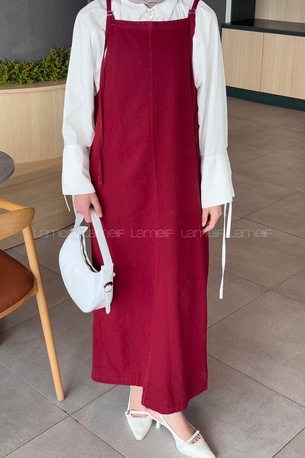 Lamelif Gabardin Tesettür Jile Bordo