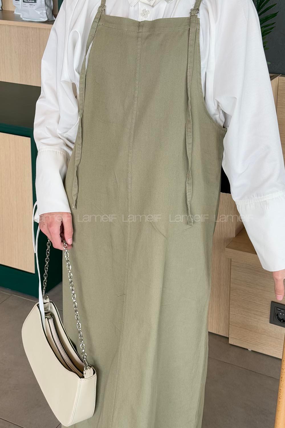 Lamelif Gabardin Tesettür Jile Çağla Yeşili