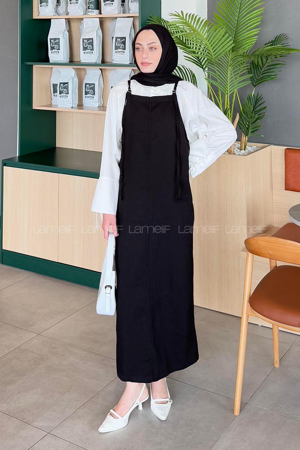 Lamelif Gabardin Tesettür Jile Siyah