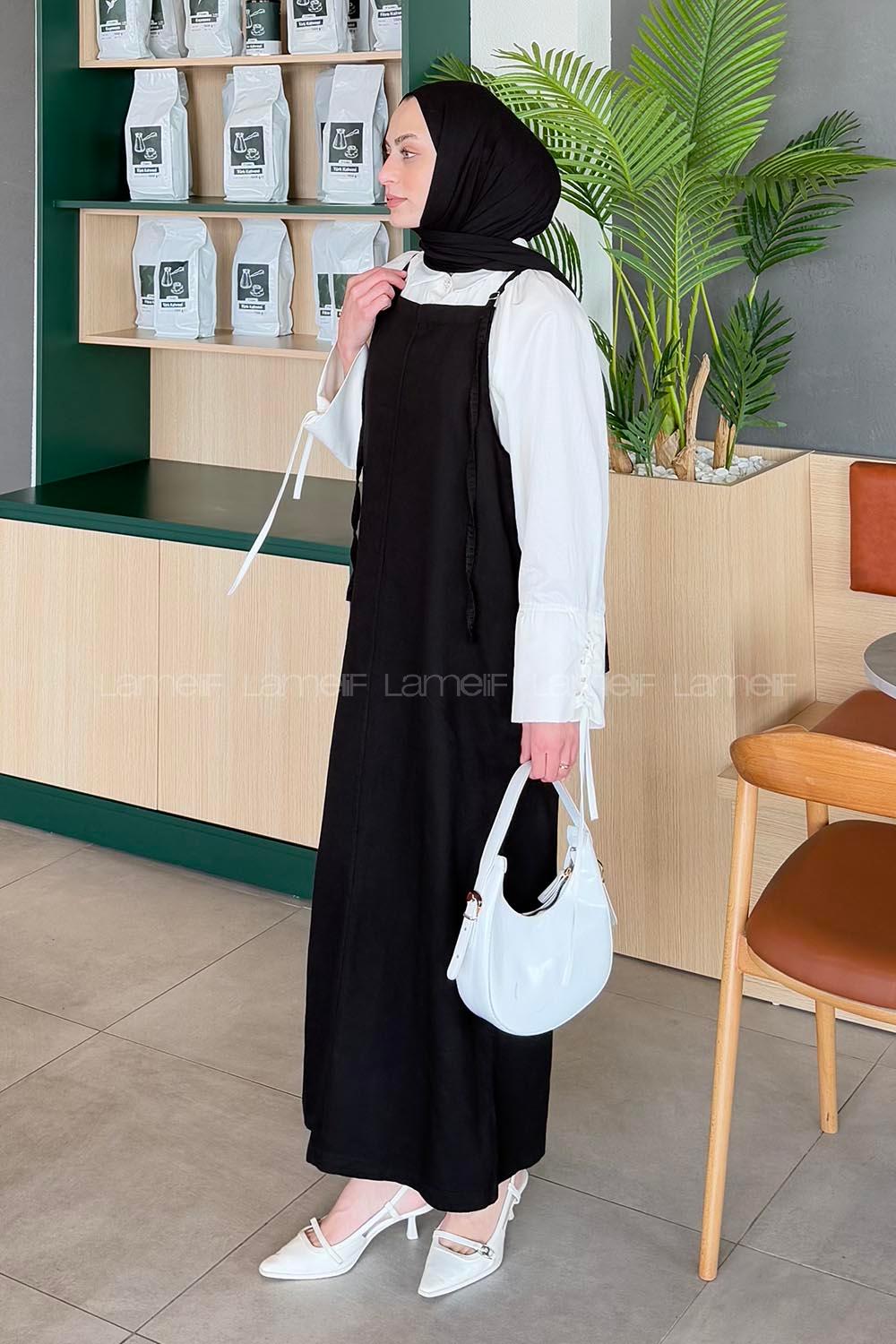 Lamelif Gabardin Tesettür Jile Siyah