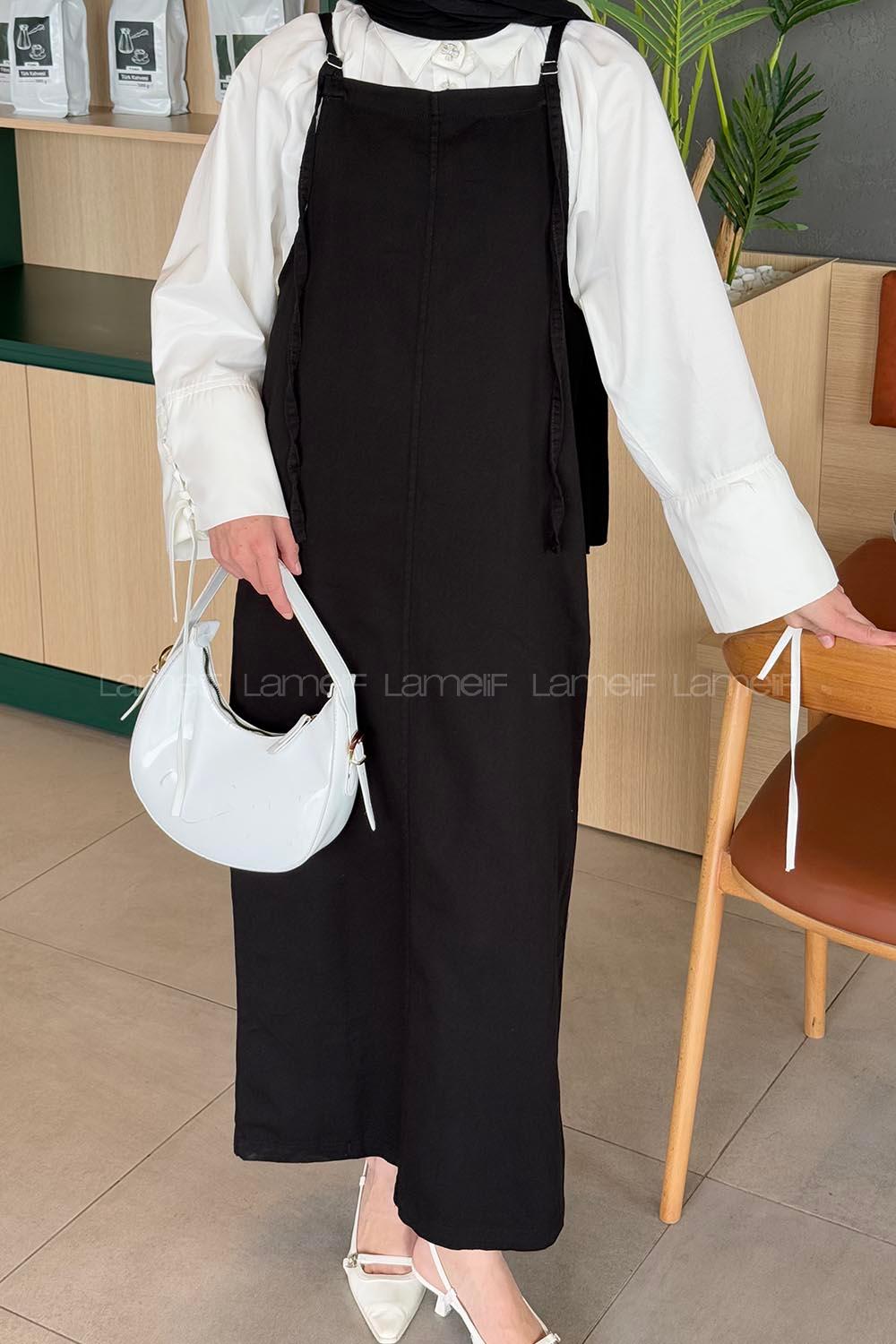 Lamelif Gabardin Tesettür Jile Siyah