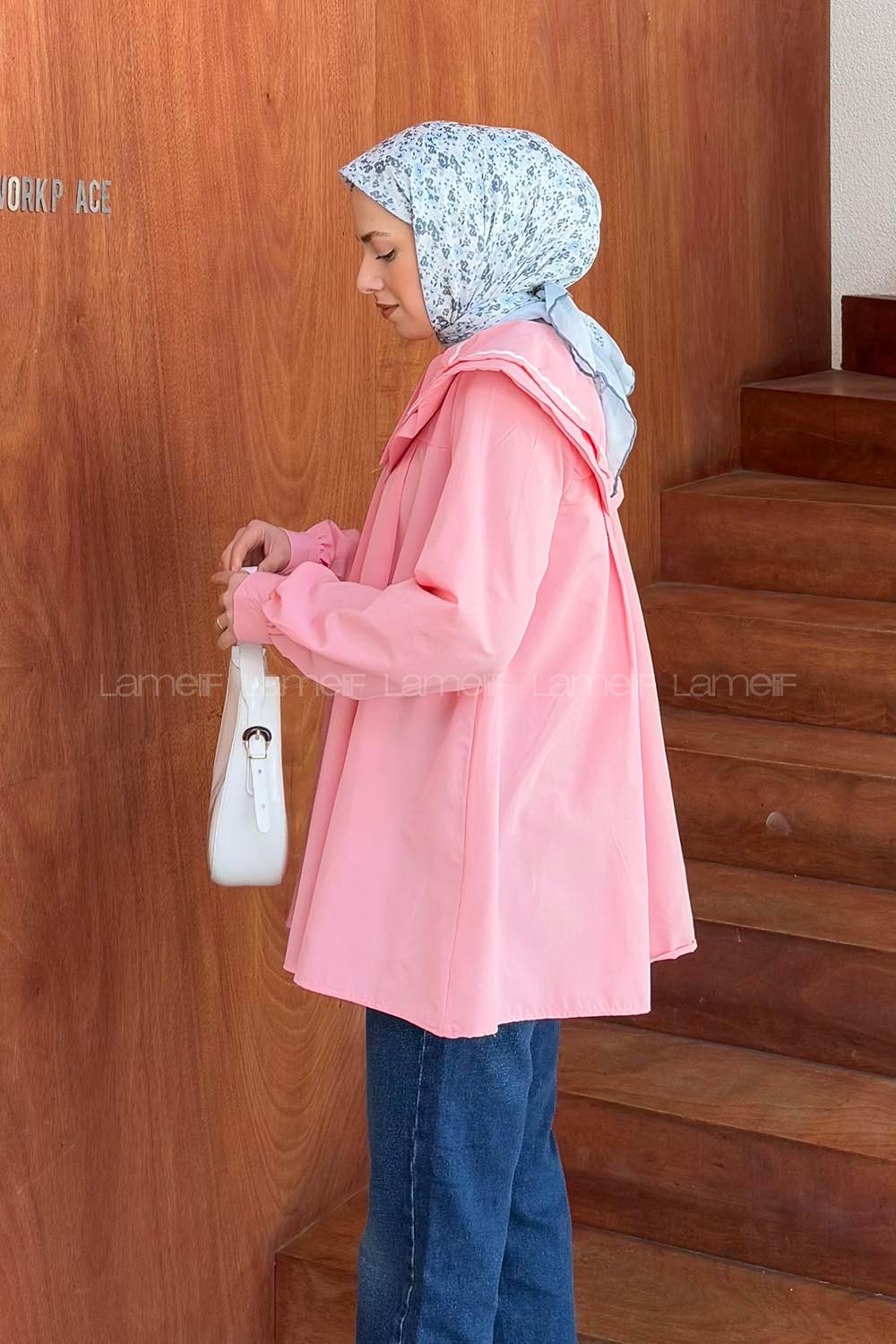 Lamelif Yaka Detaylı Luna Gömlek Yavru Ağzı