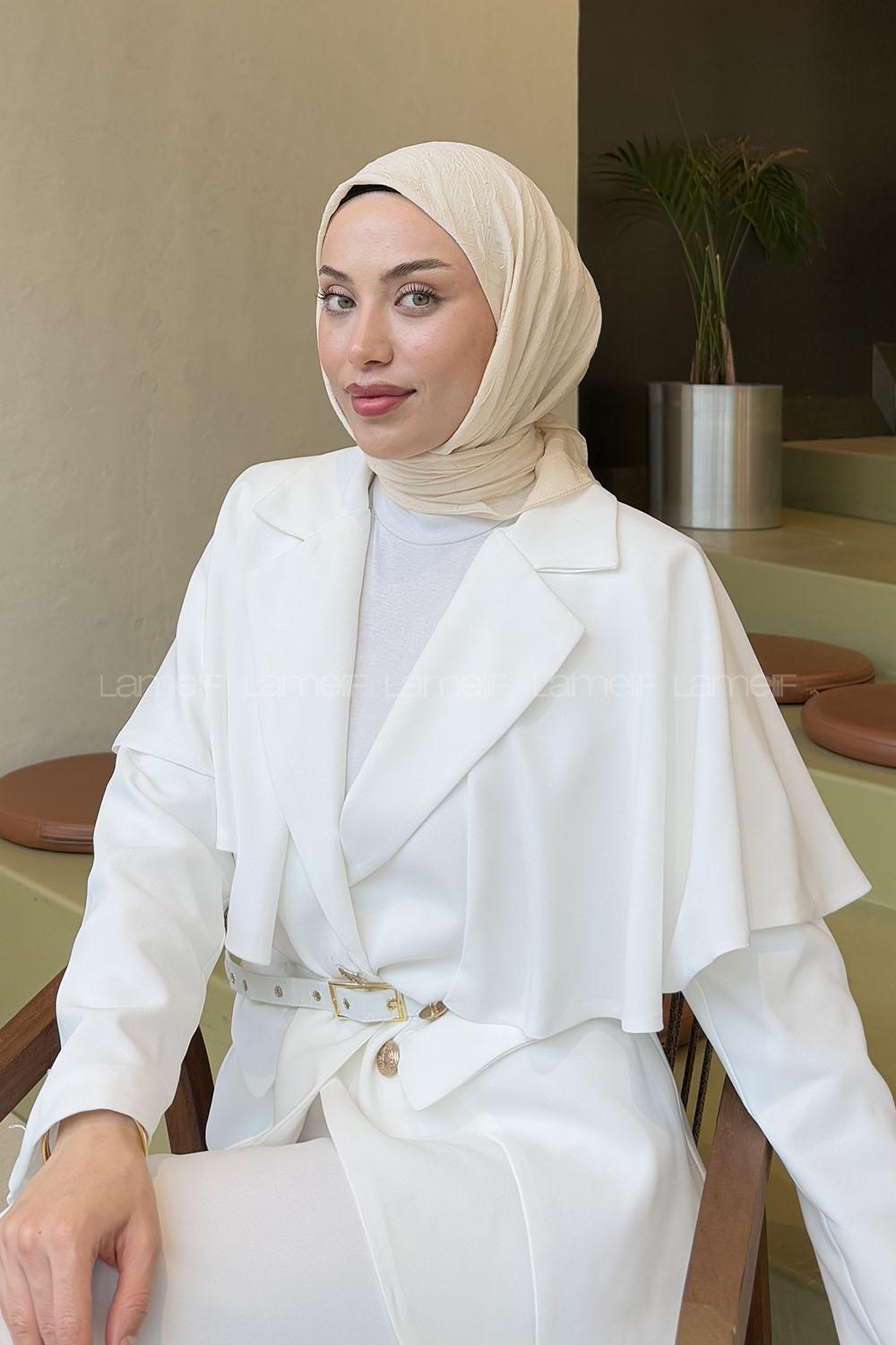 Lamelif Bambu Eşarp Ekru