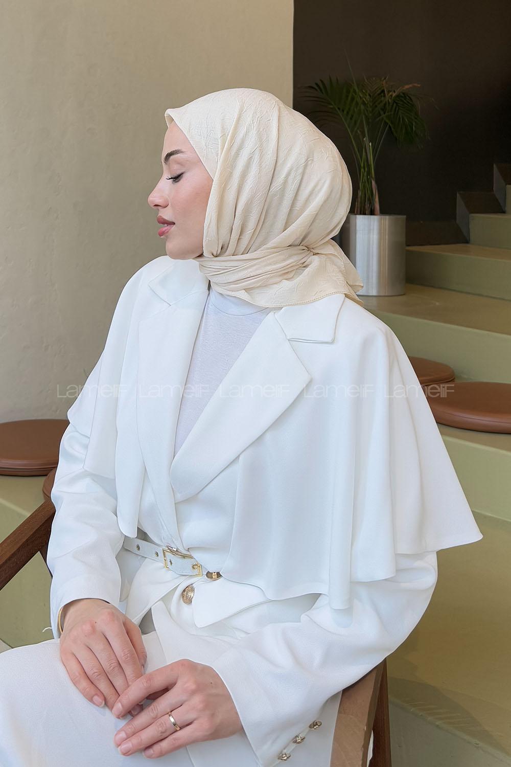 Lamelif Bambu Eşarp Ekru