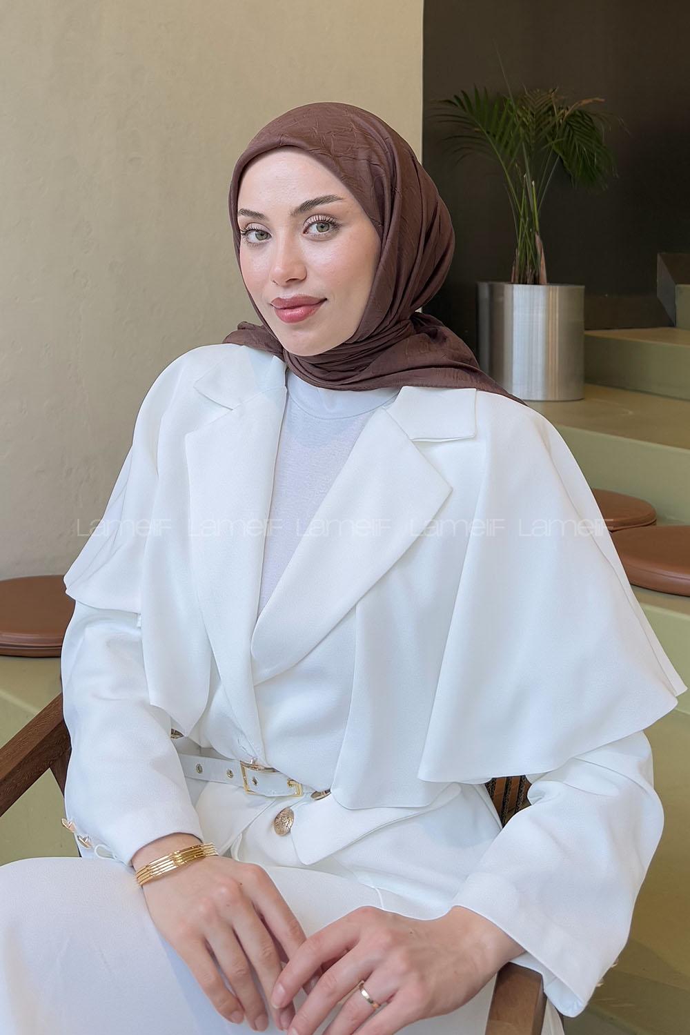 Lamelif Bambu Eşarp Kahverengi