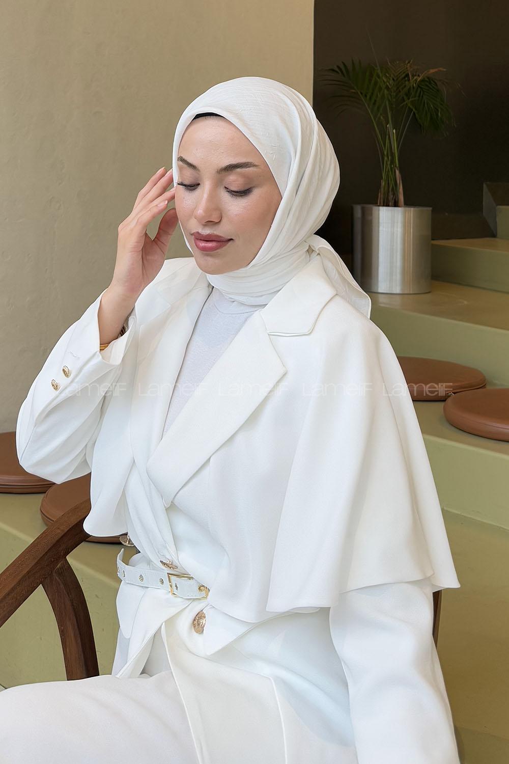 Lamelif Bambu Eşarp Kırık Beyaz