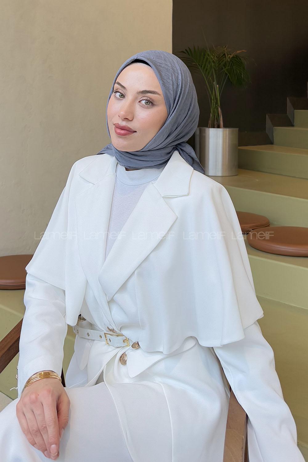 Lamelif Bambu Eşarp Koyu Gri