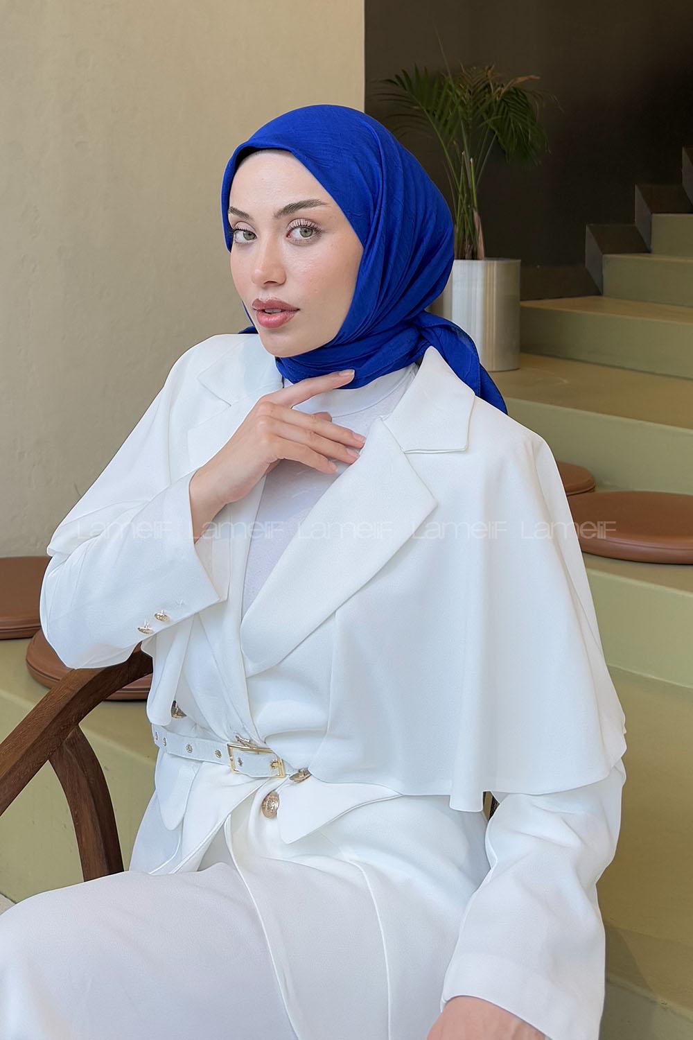 Lamelif Bambu Eşarp Saks Mavisi