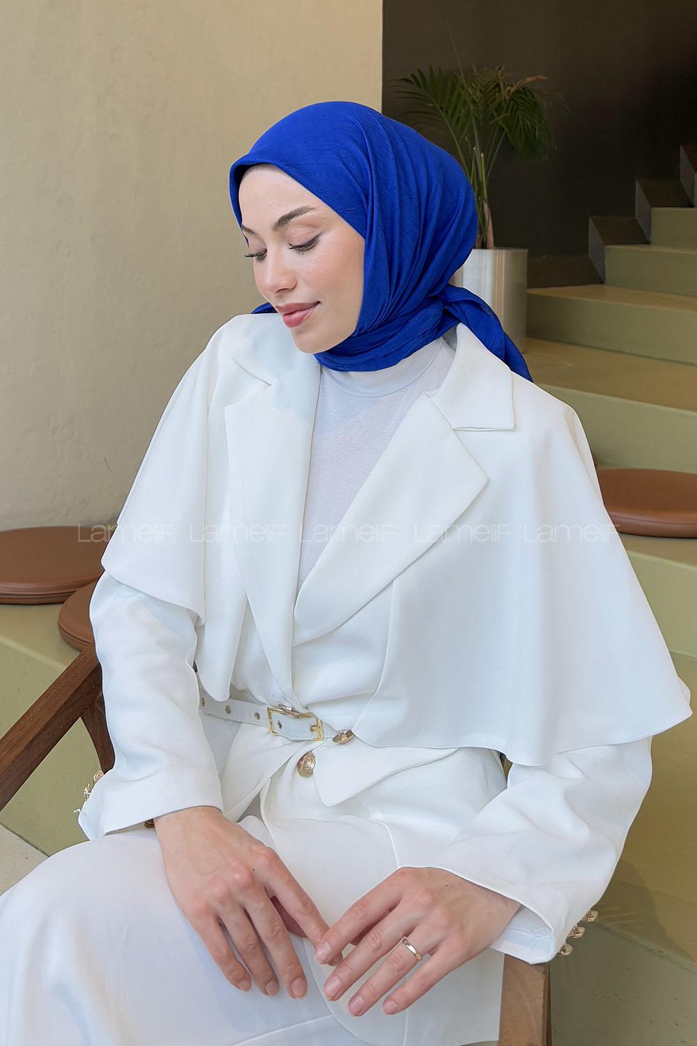 Lamelif Bambu Eşarp Saks Mavisi