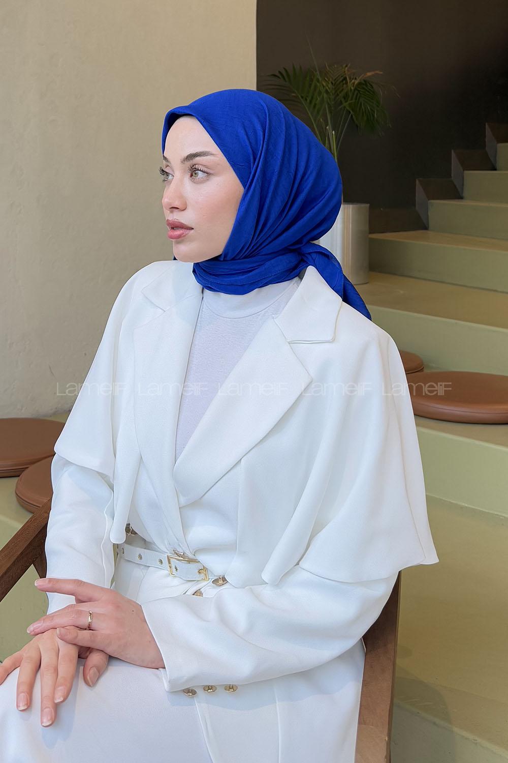 Lamelif Bambu Eşarp Saks Mavisi