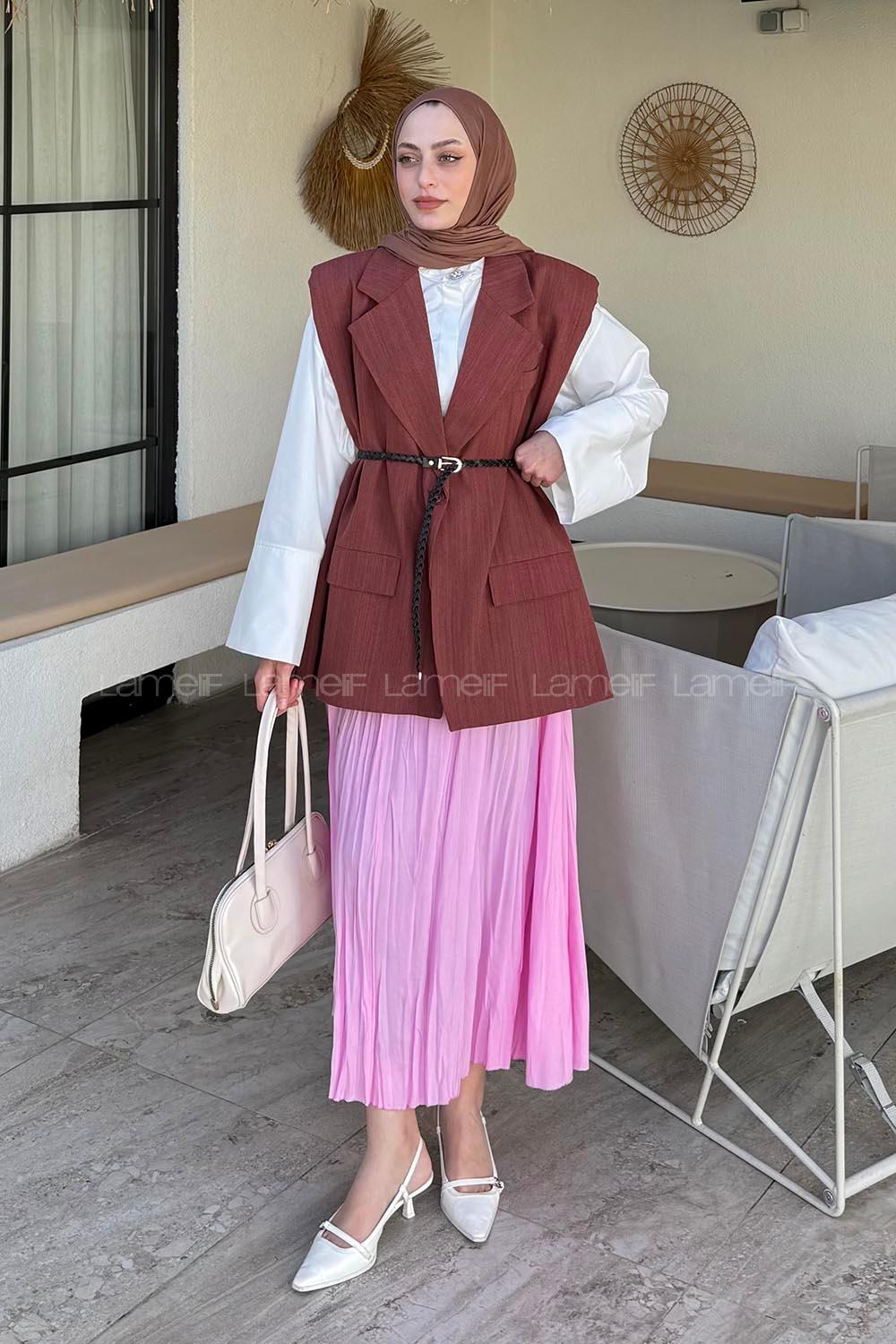 Lamelif Vatkalı Yelek Kiremit