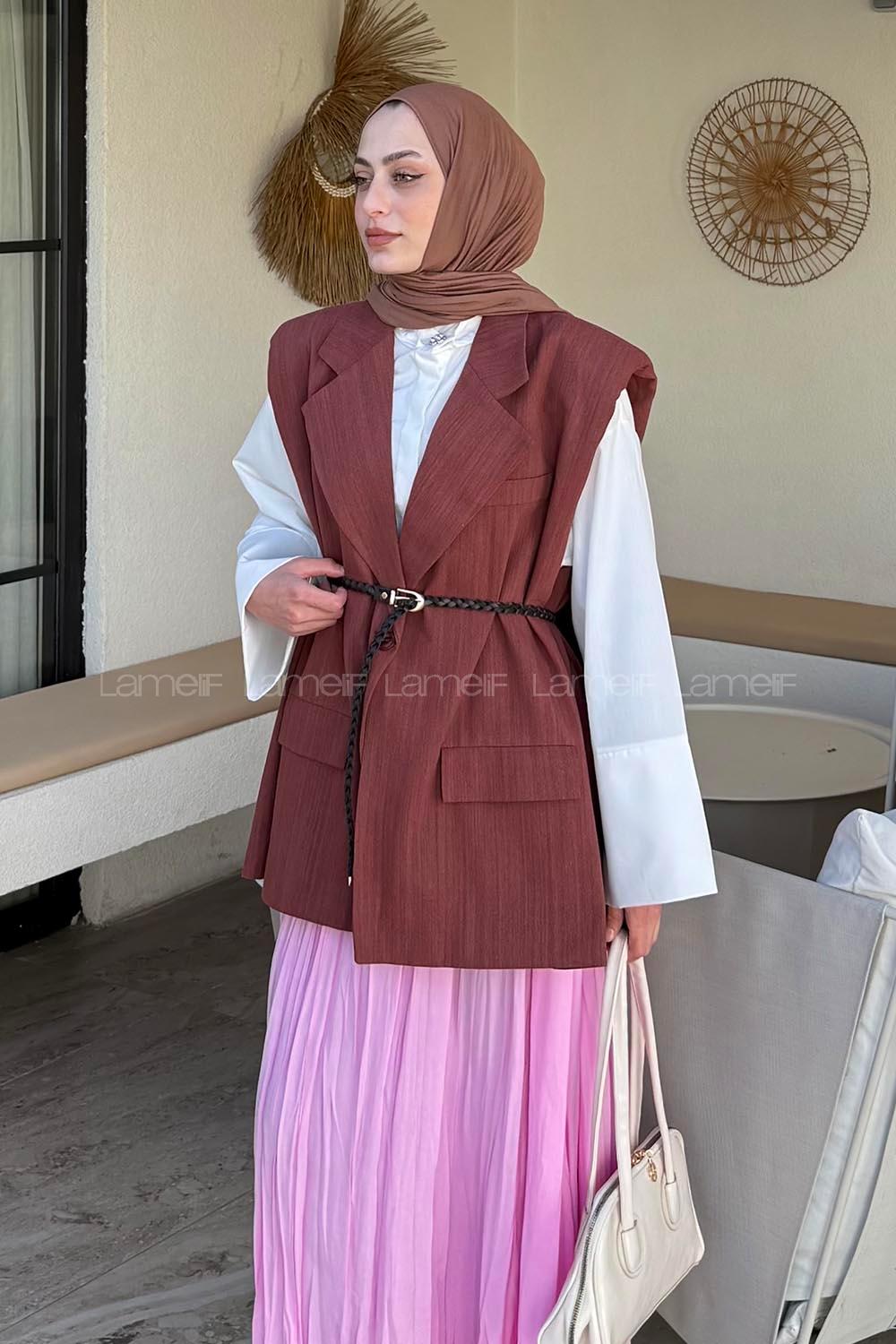 Lamelif Vatkalı Yelek Kiremit