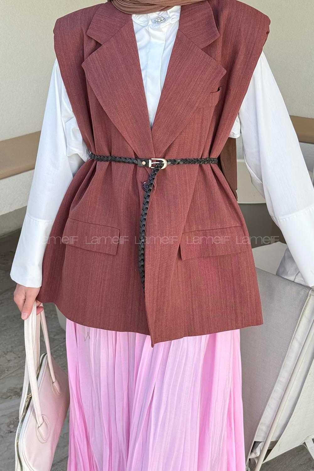 Lamelif Vatkalı Yelek Kiremit