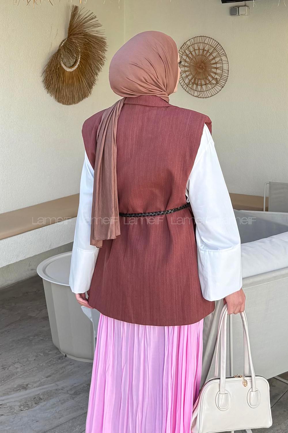 Lamelif Vatkalı Yelek Kiremit