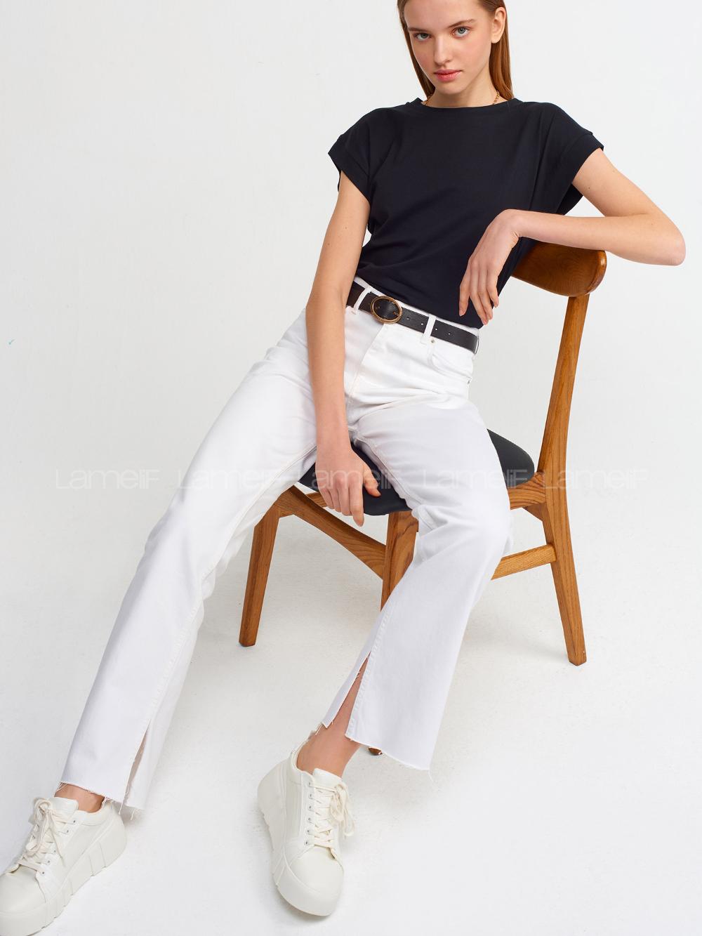 Lamelif DİLVİN 3504 Bisiklet Yaka Penye T-Shirt Siyah