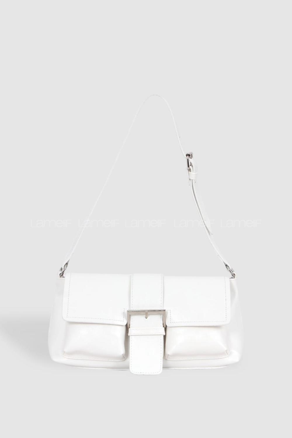 White Buckle Skin Hand Bag Bag