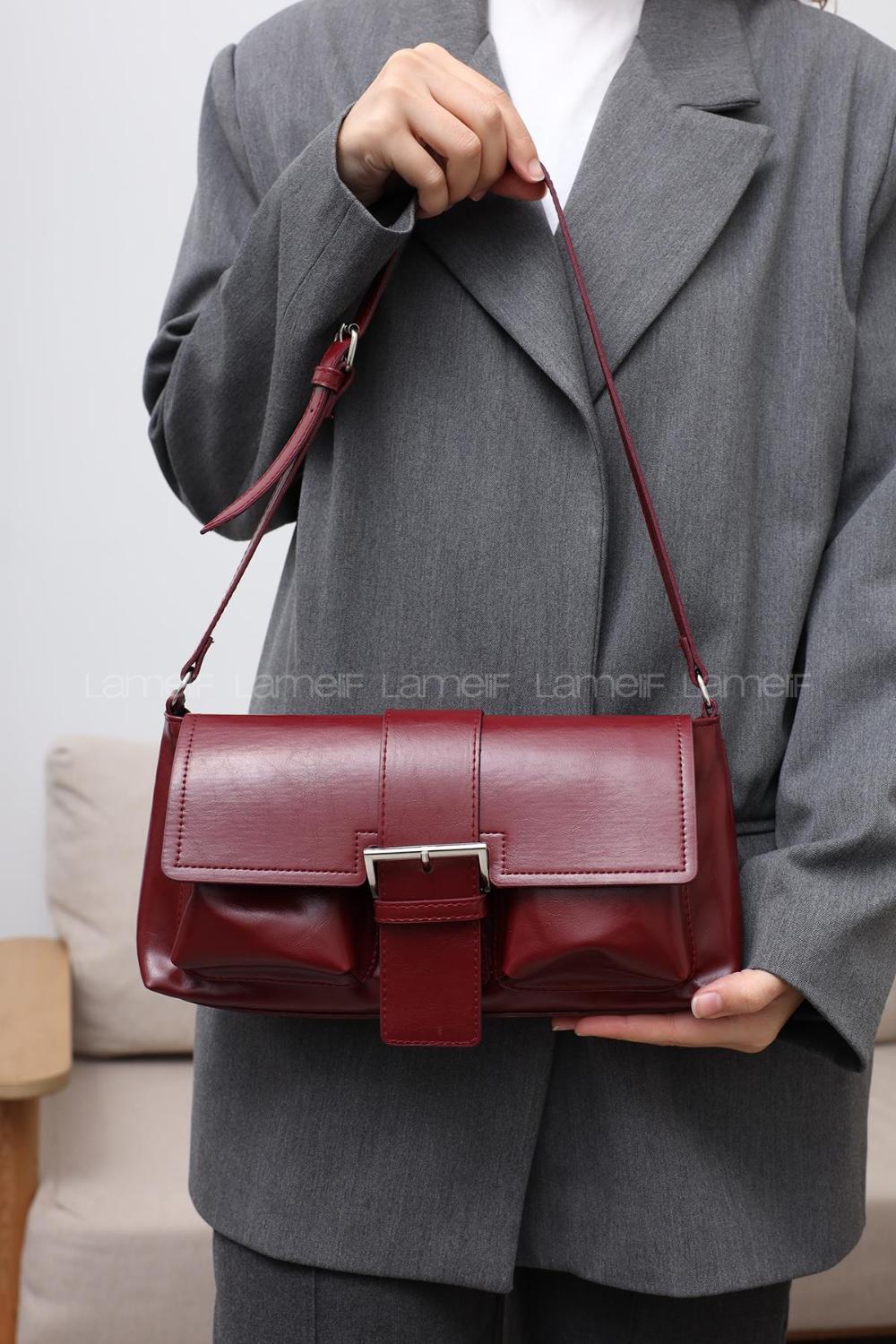 Lamelif Holly Kadın El ve Omuz Çantası Bordo