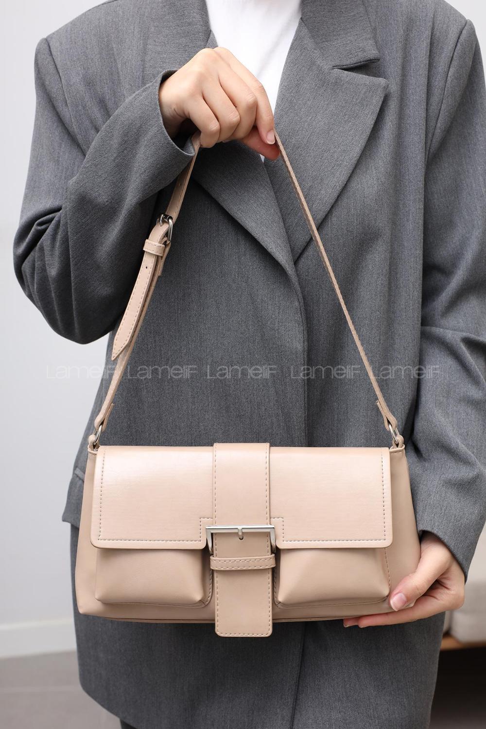 Lamelif Holly Kadın El ve Omuz Çantası Vizonrengi