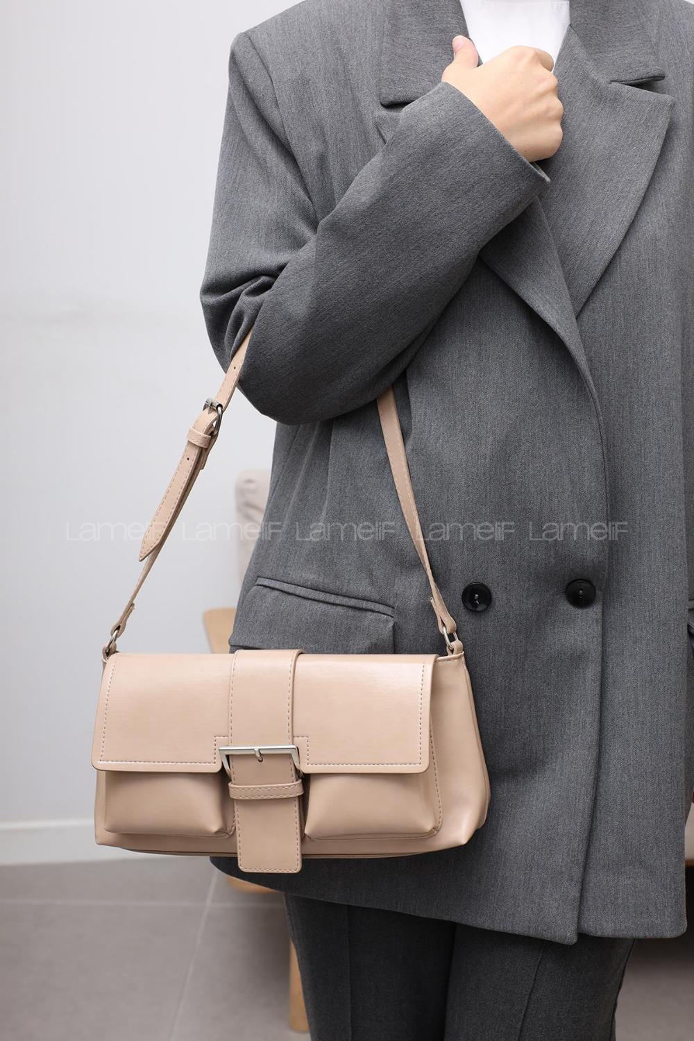 Lamelif Holly Kadın El ve Omuz Çantası Vizonrengi