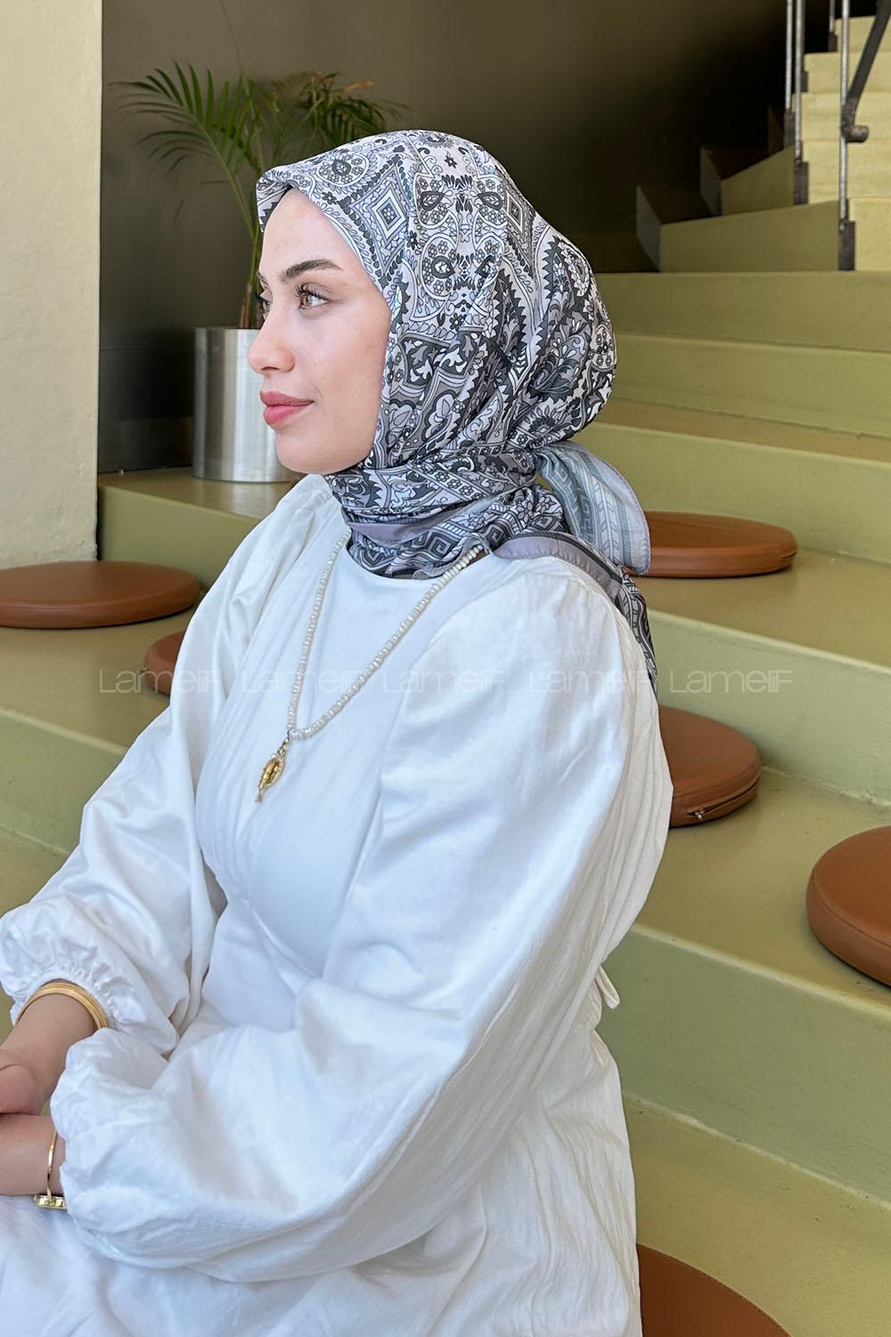 Lamelif Retro Desen Soft Eşarp Toprak