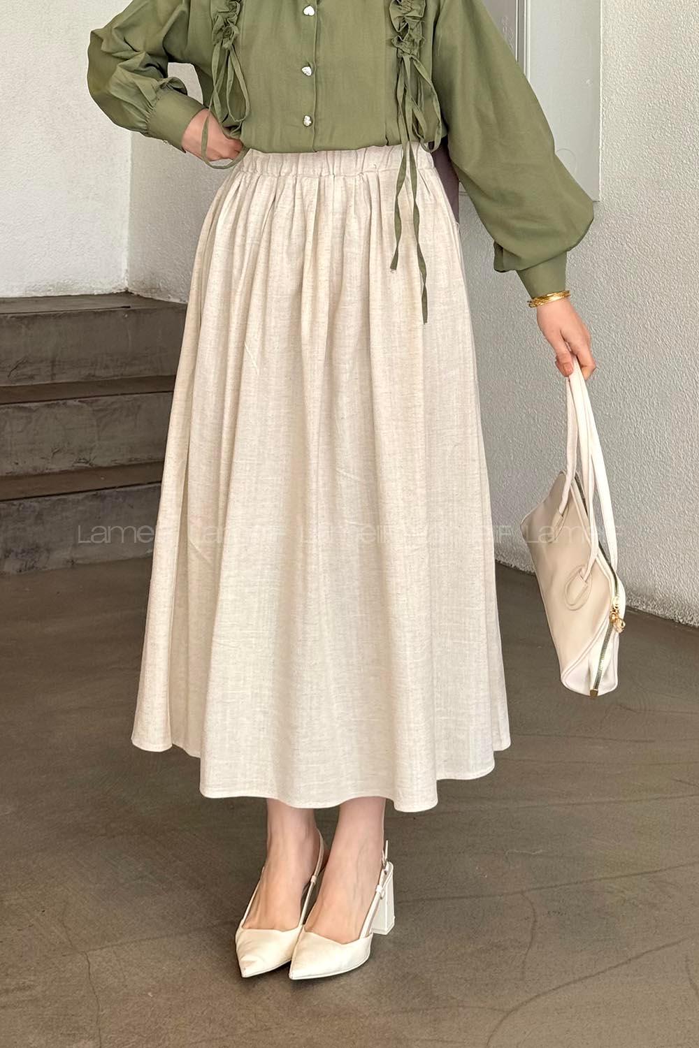 Lamelif Keten Etek Bej