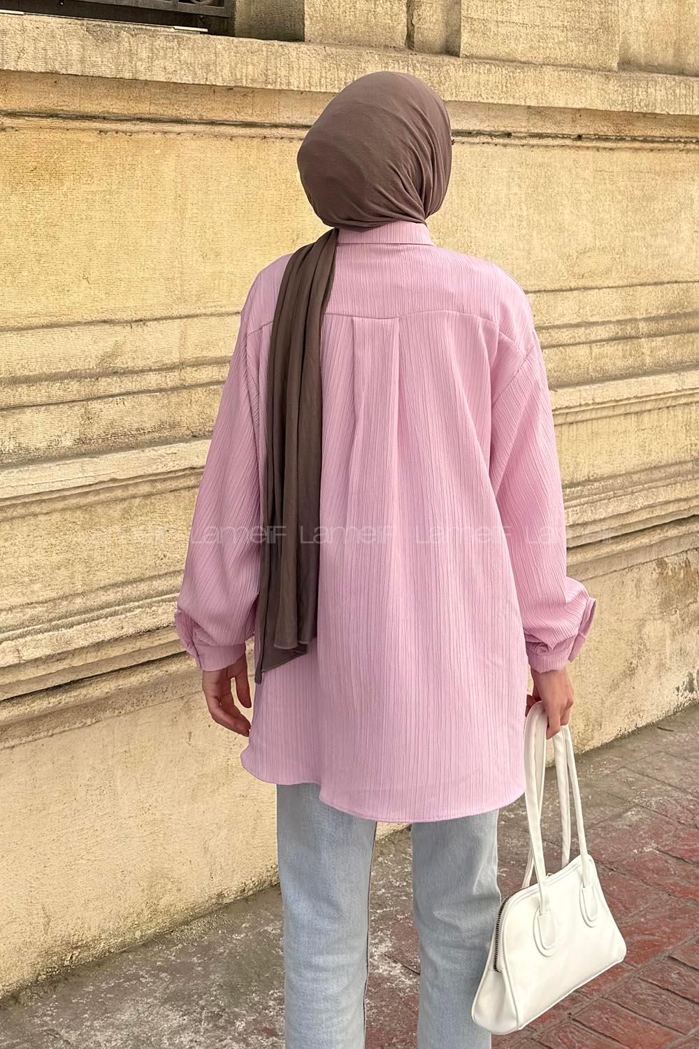 Lamelif Kraşlı Gömlek Menekşe Rengi