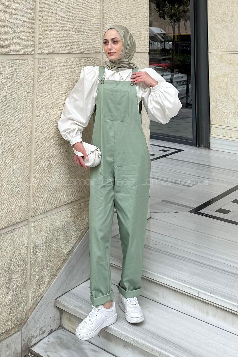 Lamelif Cep Detaylı Salopet Çağla Yeşili