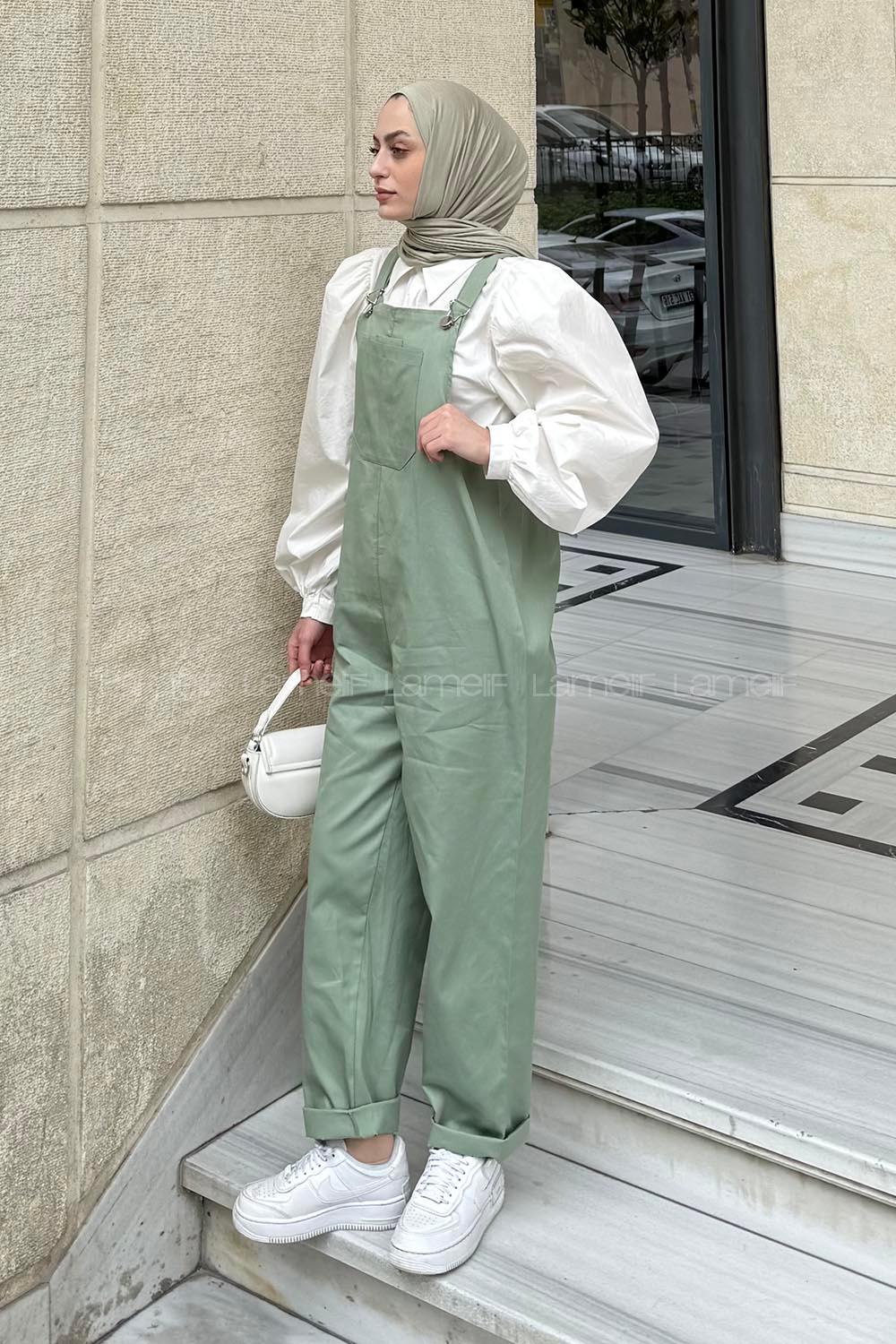 Lamelif Cep Detaylı Salopet Çağla Yeşili