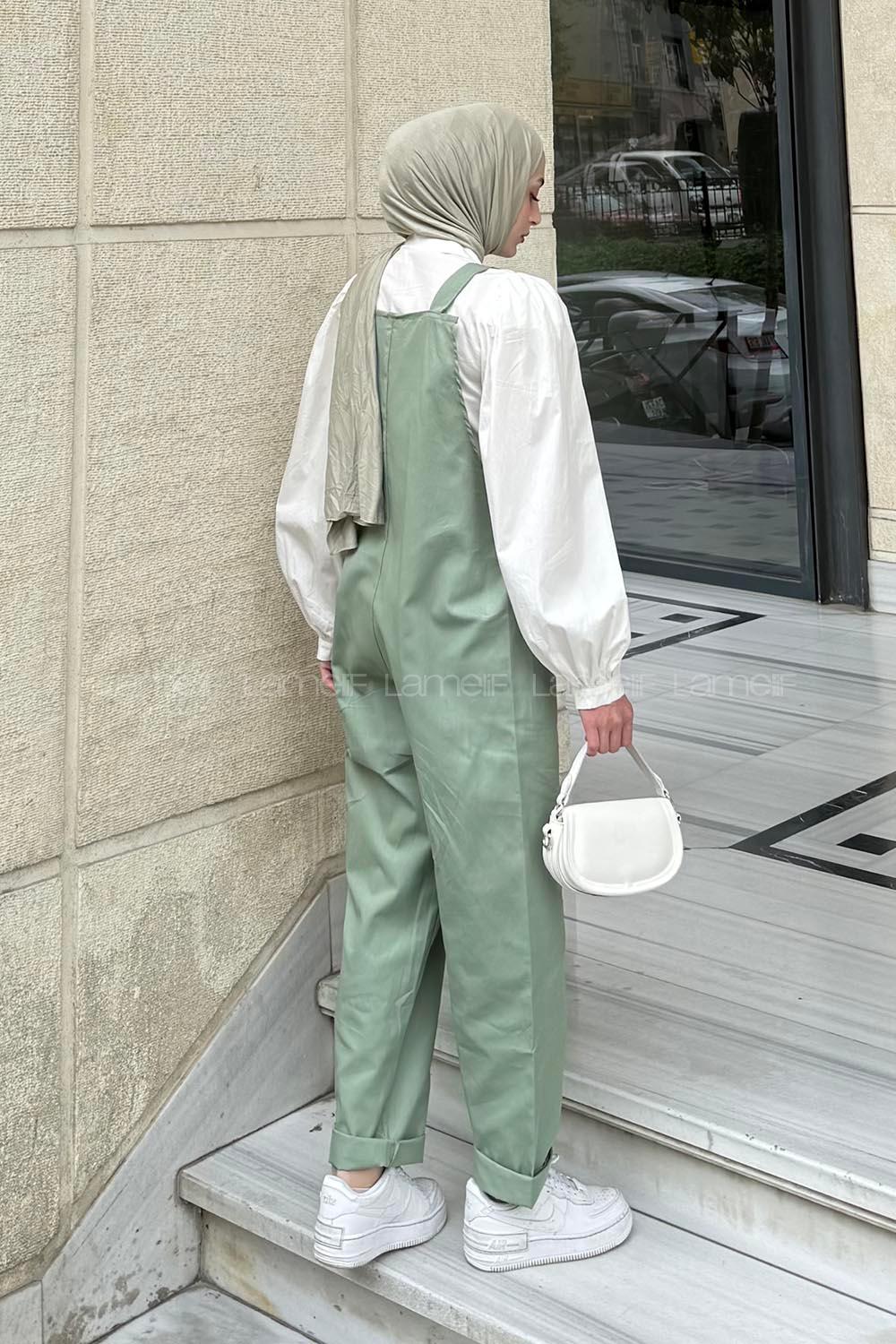 Lamelif Cep Detaylı Salopet Çağla Yeşili