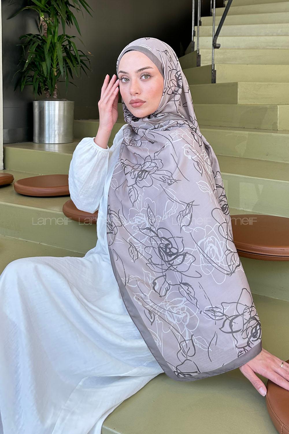 Soil Cotton Striped Flowering Printed Shawl