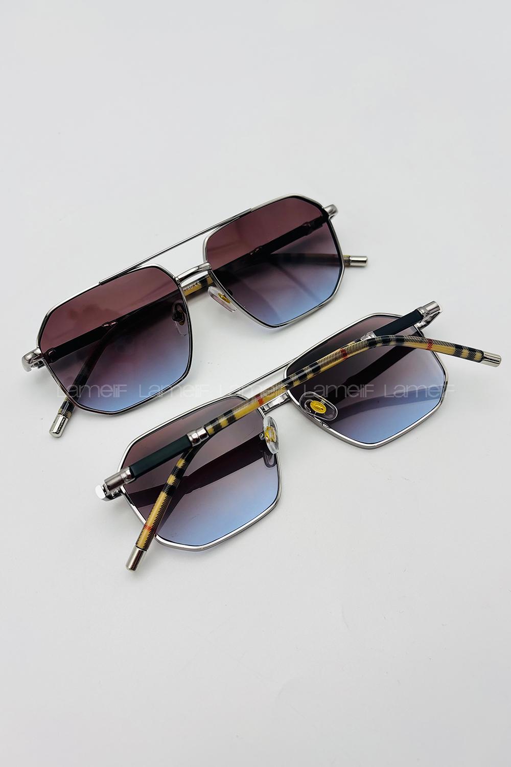 Lamelif Burberry İmzalı Luxery Blok Renk Güneş Gözlüğü