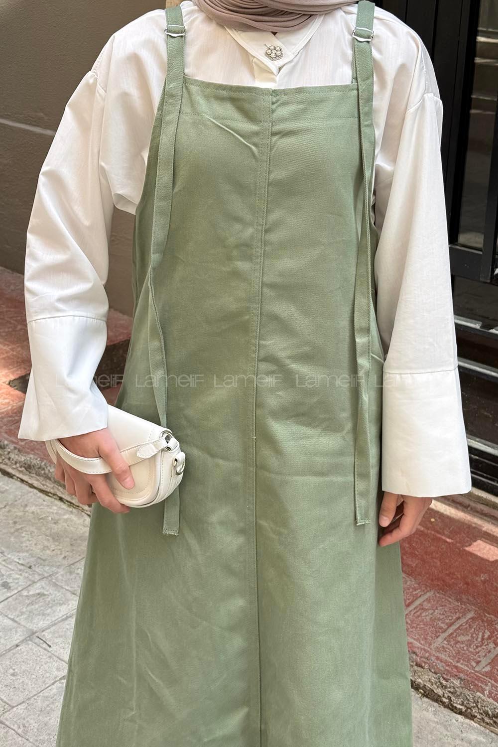 Lamelif Askılı Elbise Çağla Yeşili