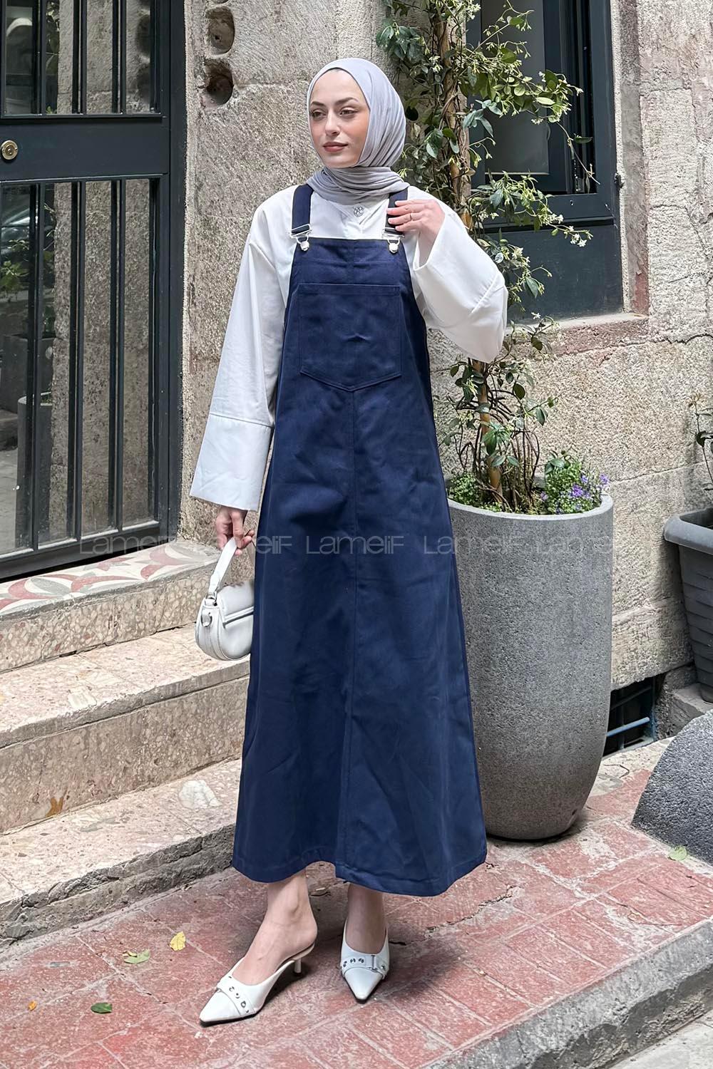 Navy Blue Normal Neck Gabardin Overalls