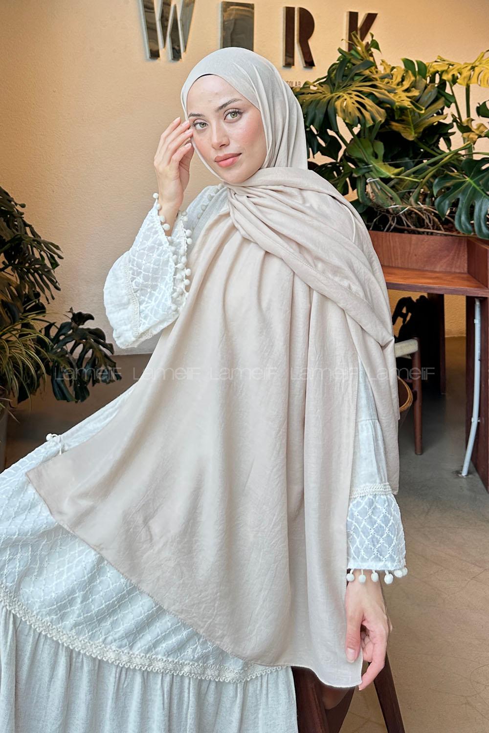 Lamelif Comfort Pamuk Şal Bej