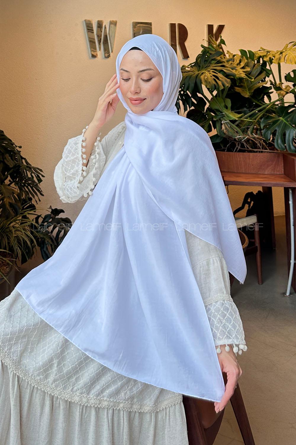 Lamelif Comfort Pamuk Şal Beyaz