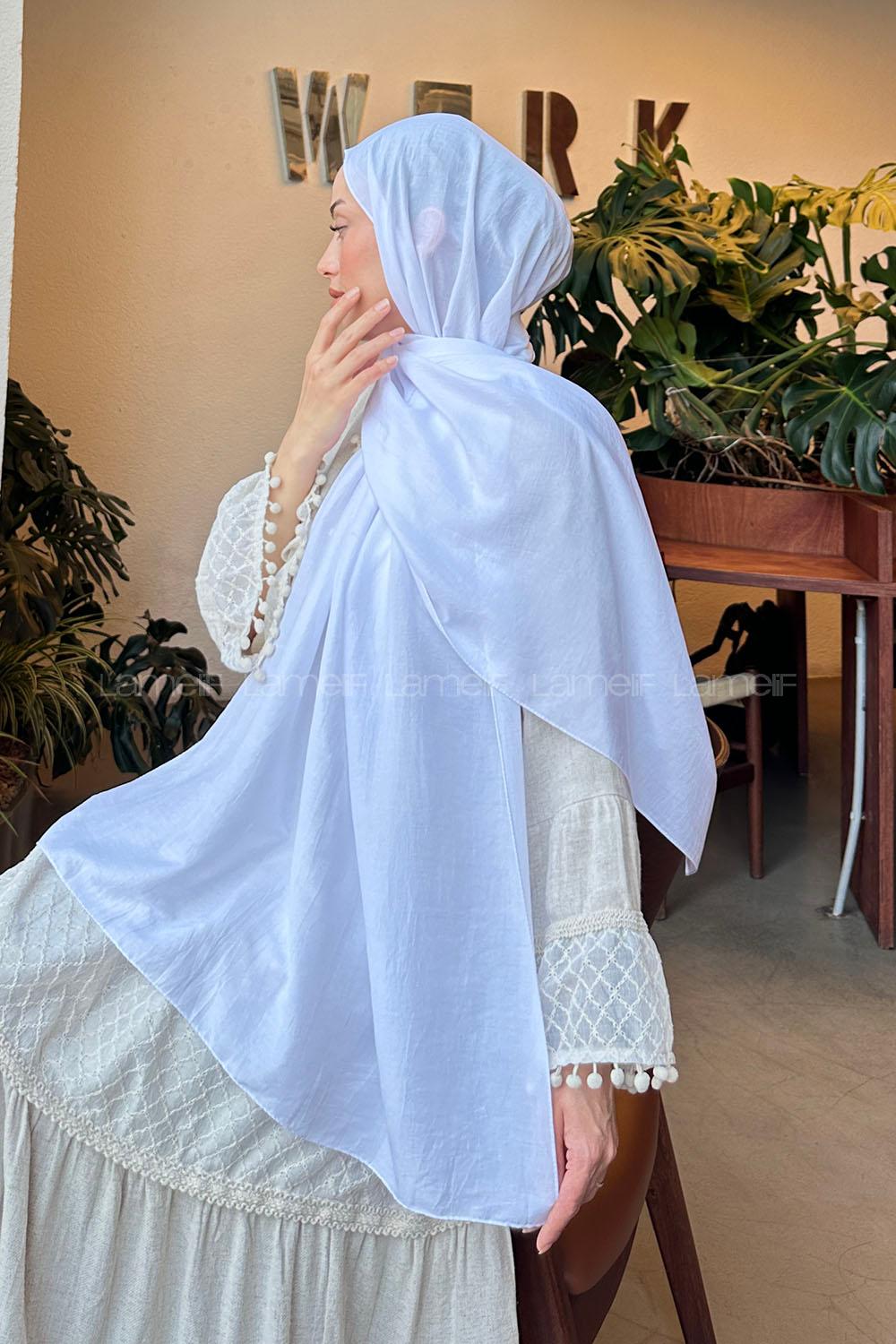 Lamelif Comfort Pamuk Şal Beyaz