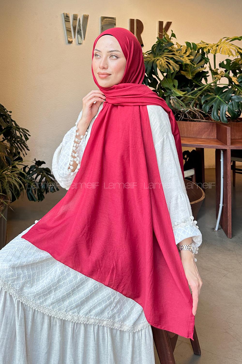 Lamelif Comfort Pamuk Şal Bordo