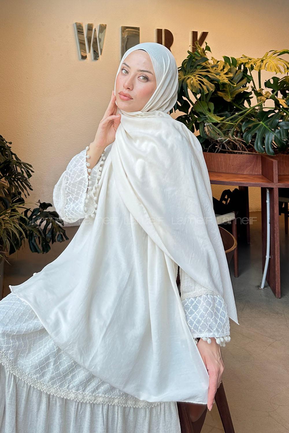 Lamelif Comfort Pamuk Şal Ekru