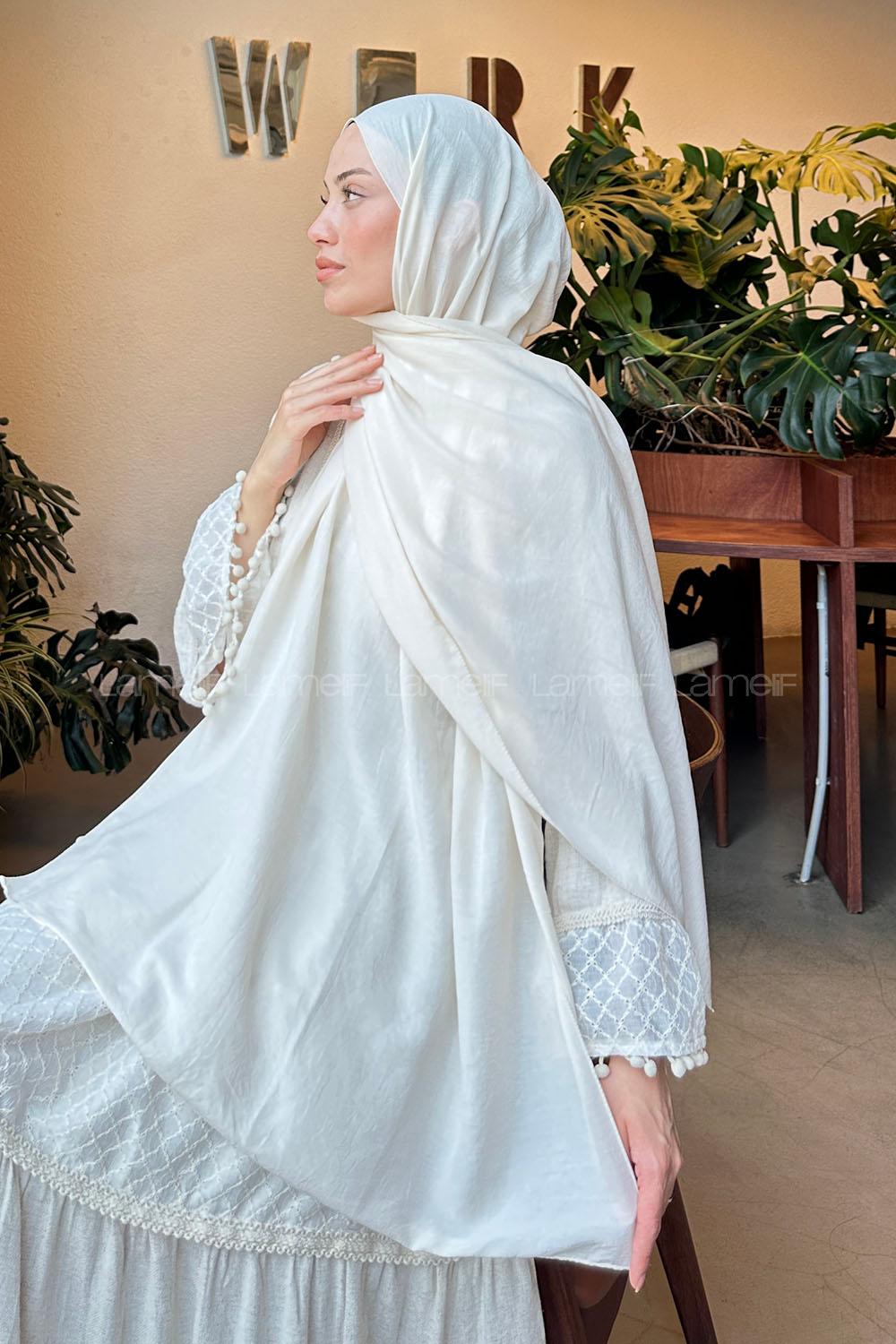 Lamelif Comfort Pamuk Şal Ekru