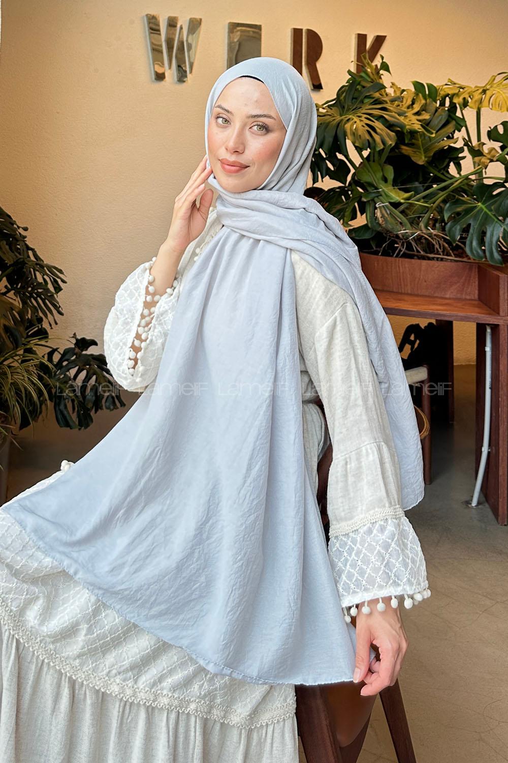 Lamelif Comfort Pamuk Şal Gümüş Gri