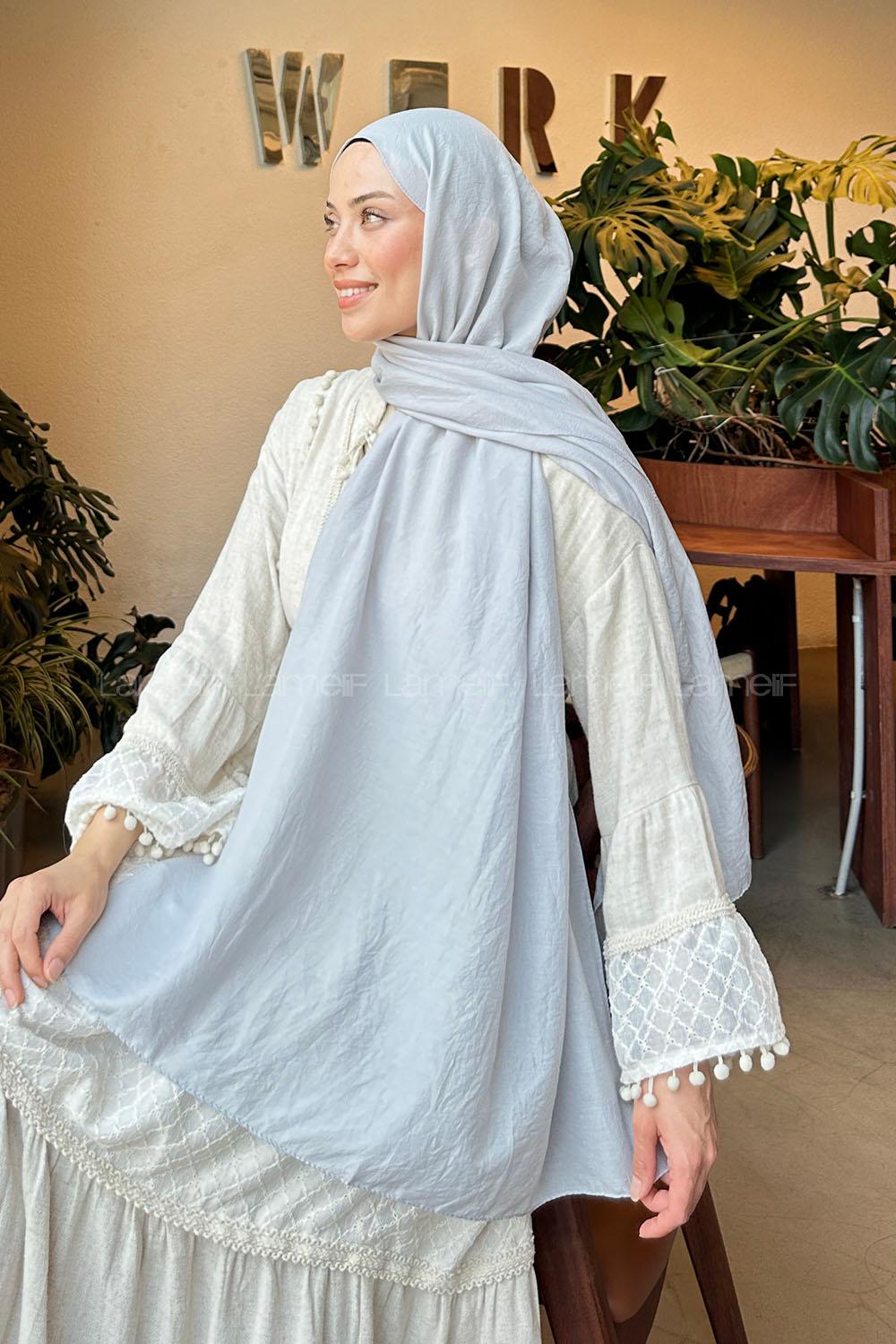 Lamelif Comfort Pamuk Şal Gümüş Gri