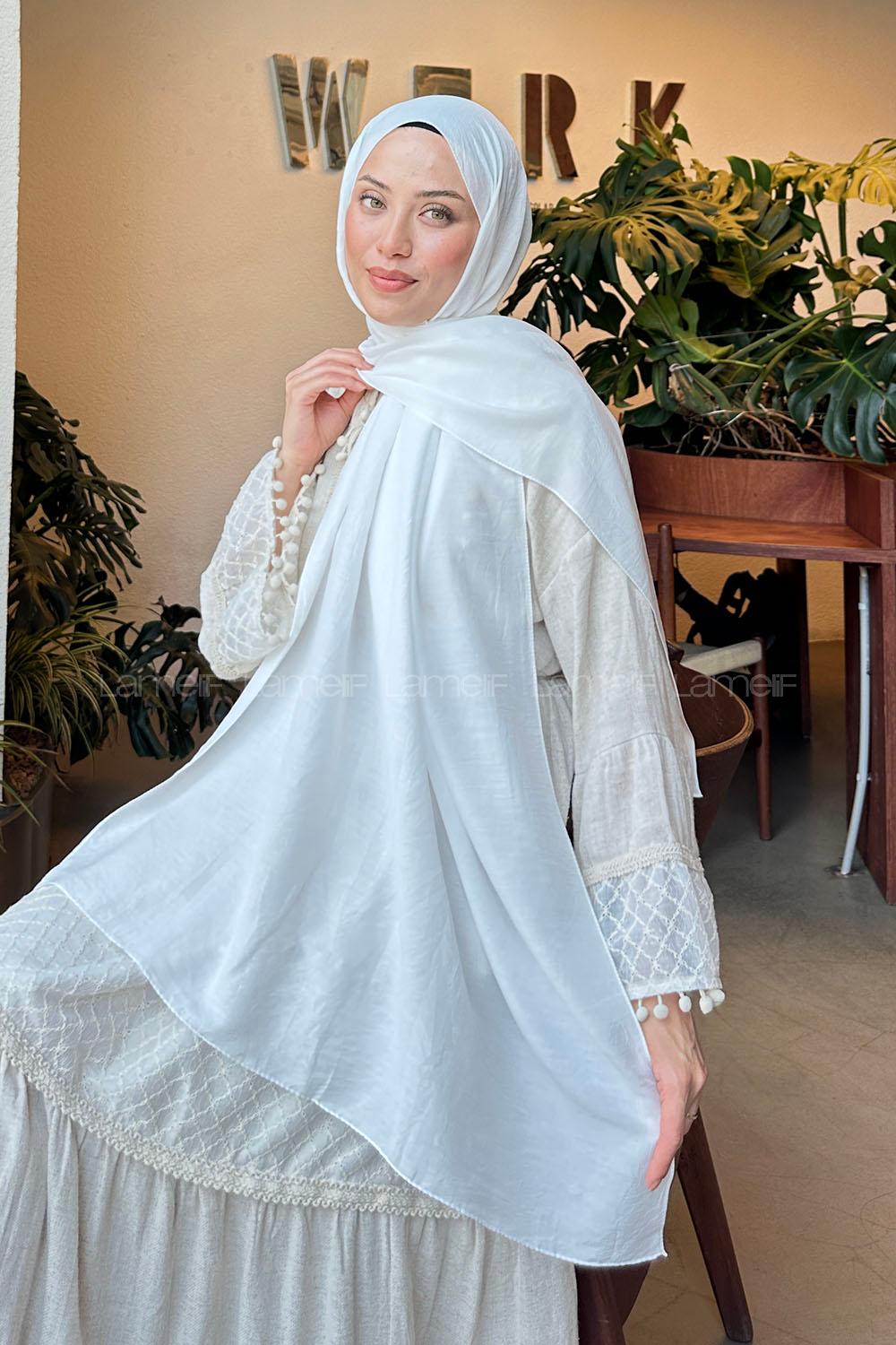 Lamelif Comfort Pamuk Şal Kırık Beyaz