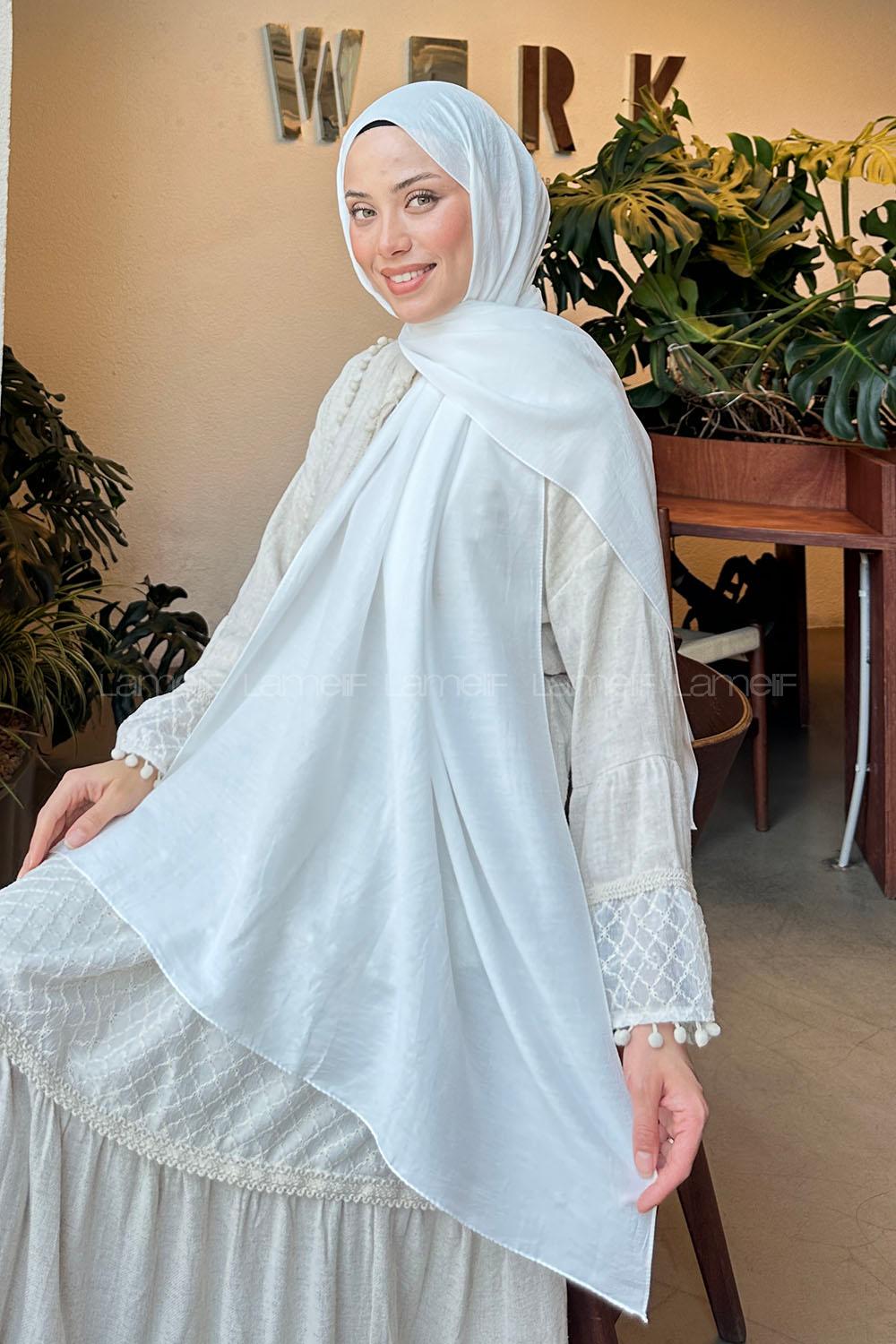 Lamelif Comfort Pamuk Şal Kırık Beyaz